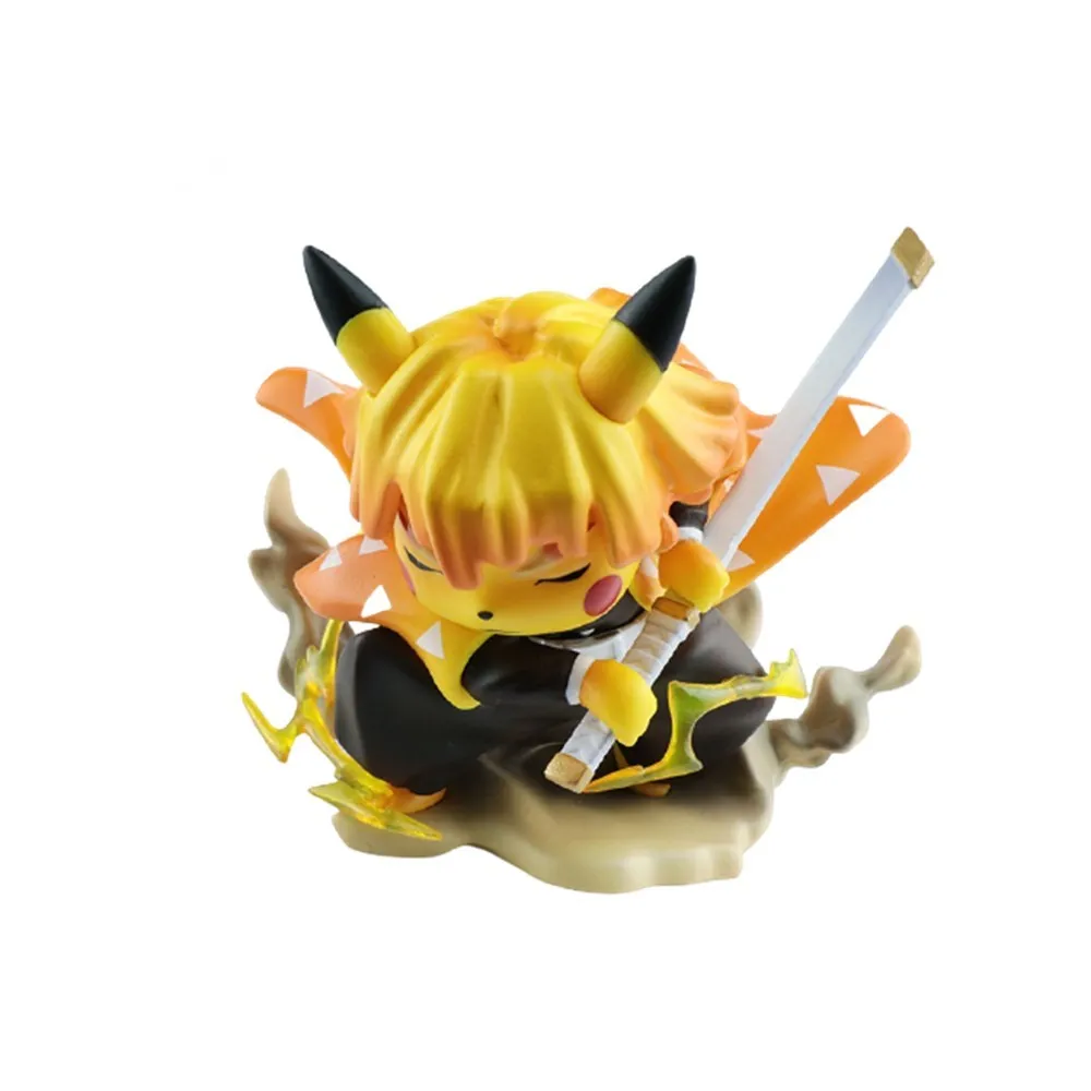 Pokemon Pikachu Zenitsu Anime Figure Demon Slayer Kimetsu no Yaiba PVC Toys Model Action Xmas Gift Kids Cute Doll Cosplay Figma