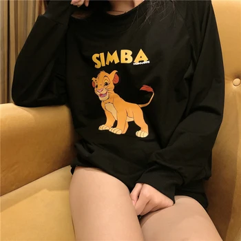 

The Lion King Cartoon Print Sweatshirt Autumn Winter Women Hoodies Pullover Sweet Warm Casual Outwear Hooded Streetwear New Y402