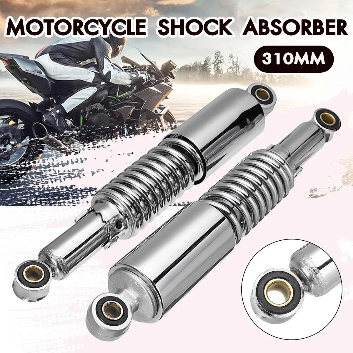 2x Universal 310mm Motorcycle Air Shock Absorber Rear Suspension For