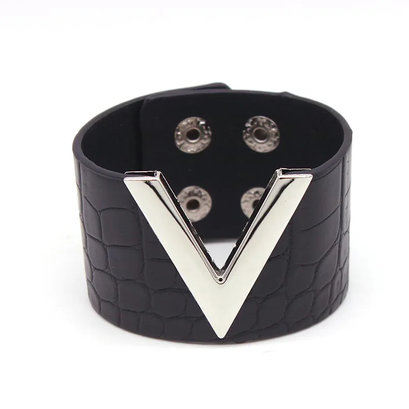 Europe Crack Leather Bracelet For Women Femme All-Match OL V Word Wide Punk Style Soft Jewellery Cool Wholesale