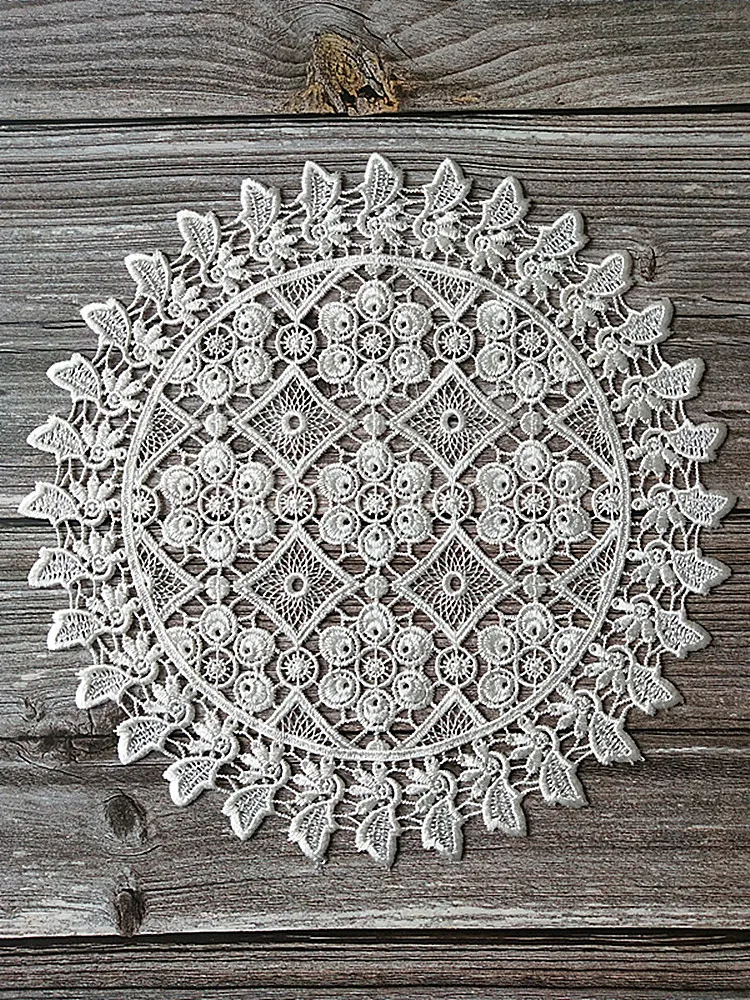 white Европейская круглая изоляционная салфетка с вышивкой, кружевная кофейная чашка, настольная лампа в форме вазы, Рождественское украшение, подставка - Цвет: white