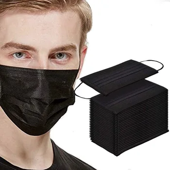 

50PCS 4 layers Black filter Anti bacteria Disposable masks face Masks Anti-dust Safe PM2.5 protective mask Non-woven meltblown