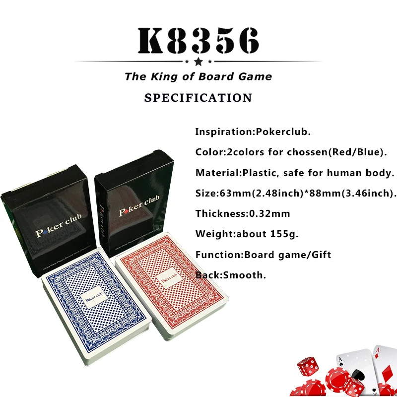 K8356 гладкие водонепроницаемые 10 компл./лот Baccarat Texas Hold'em пластиковые игральные карты ПВХ покер клуб карты; настольные игры 2,48*3,46 дюймов