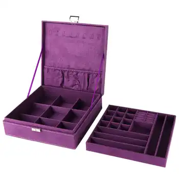 

PU Portable Gift Jewelry Organizer Jewelry Display Case Multifunctional Double-Layer Jewelry Box Lady for Girls Home Women