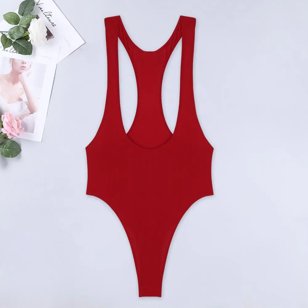 Женский цельный сексуальный боди с открытой грудью однотонный купальник высоким