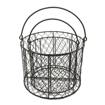 

Round Chicken Wire Storage Baskets Metal Wire Fruit Baskets with Swimming Handle Primitives Rustic Style Gathering Baskets. Rust