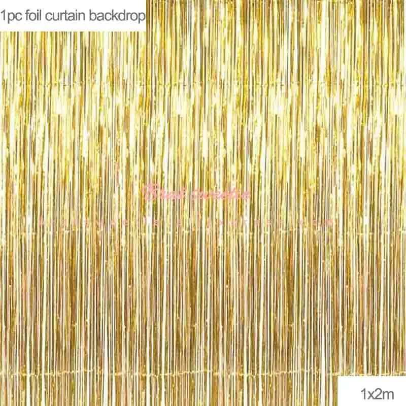 Gold Paper Plates Straws Napkins Bachelorette Party Tableware Adult Birthday Party Supplies Wedding Table Decorations - Цвет: 2m gold curtain
