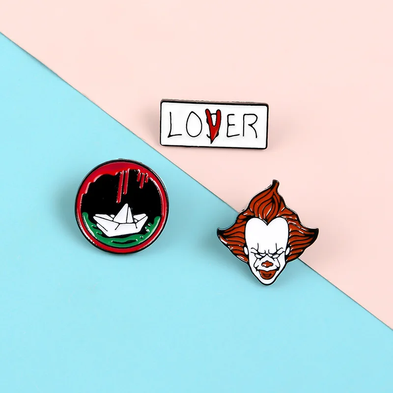 3 шт./компл. Джокер эмали штырь изготовленный на заказ LOVER LOSER Лодка Броши рубашка с лацканами сумка круглый значок из фильма ужасов «ювелирное изделие в подарок для друзей