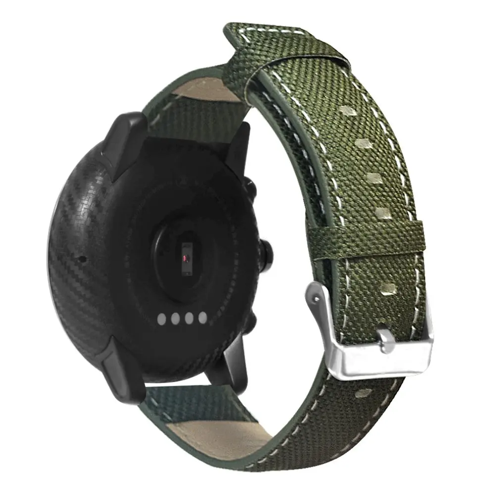 Для Wami Watch 2/2S Amazfit Stratos Холст+ кожаная Автомобильная линия плоский ремешок аксессуары для часов спортивные часы с силиконовым ремешком