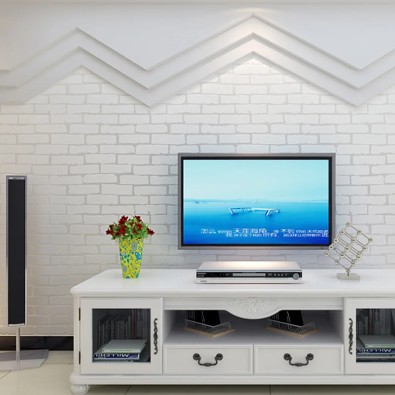 

Self-Adhesive Brick Pattern Wallpaper White Chinese Style Wallpaper 3D Relief Bedroom Dormitory TV Backdrop Manufacturers Specia