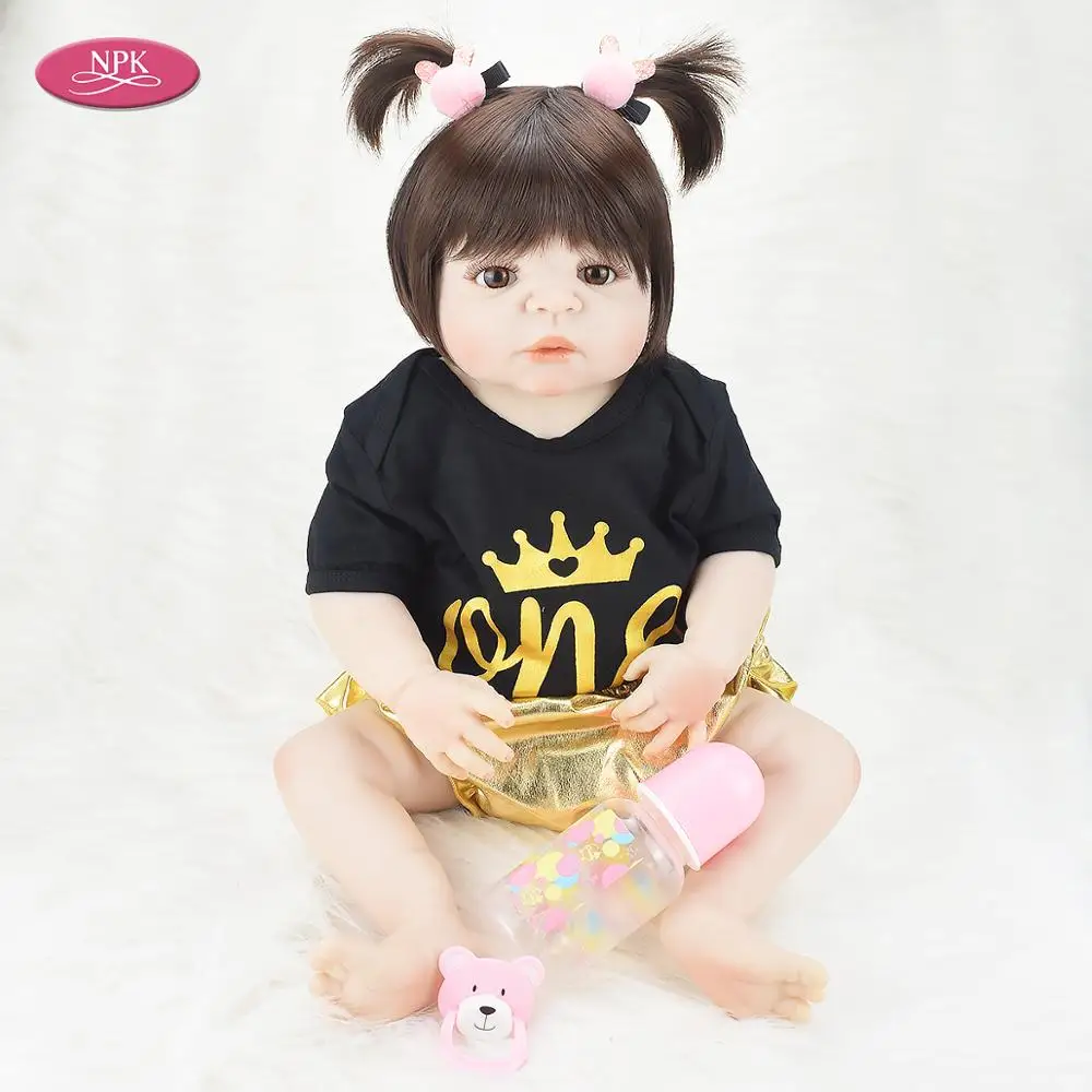 

Bebes Reborn 55CM Lifelike Toddler Princess Reborn Full Silicone Body Baby Dolls Bath Toy Com Corpo De Silicona Menina Bonecas