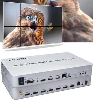 

4K HD 2x3 HDMI Video Wall Controller USB Player Mouse Keyboard KVM Processor TV Screen Splicing 3x3 2x2 LED Display Large Screen