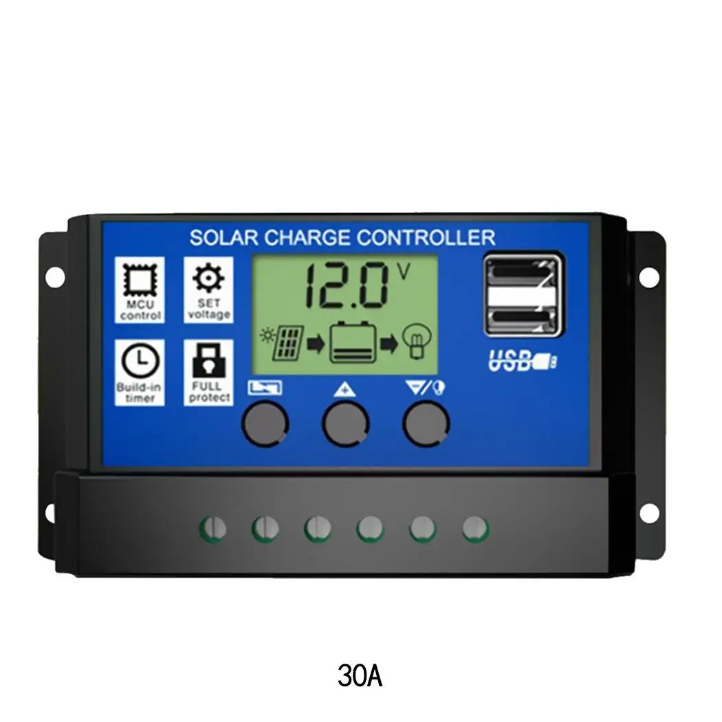 Солнечный контроллер 24V зарядка солнечных батарей 186g контроллер USB зарядка мобильного телефона 10A, 20A, 30A