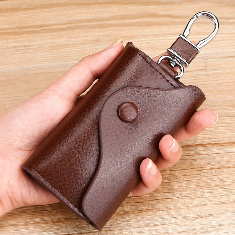 Men's business leather key case waist hanging key chain household large capacity female fashion multi-function car lock key bag
