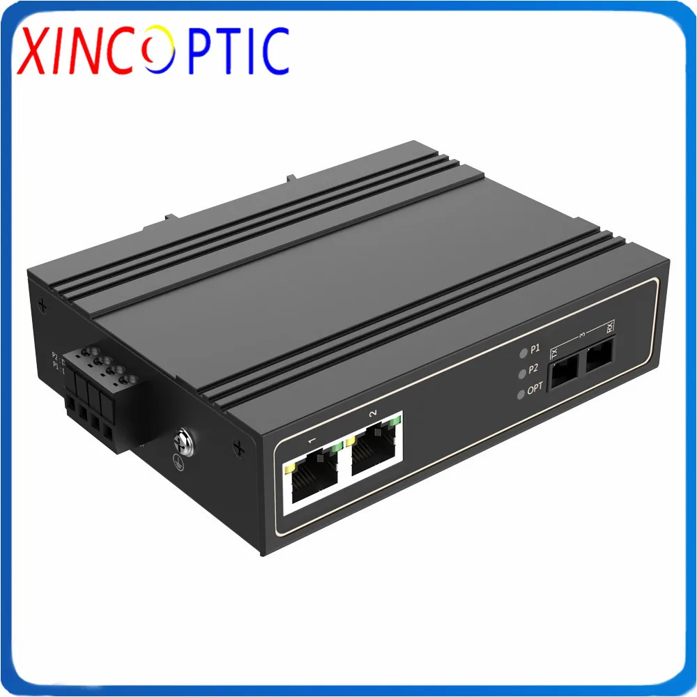 1 двойное волокно + 2RJ45 SM 1310nm 20km SC Industrial IP40 медиа конвертер с креплением на Din