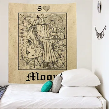 

Moon Goddness Wolf Witchcraft Tapestry Wall Hanging Medieval Europe Tarot Divination Tapestry Meditation Yoga Retro Hippie Cloth