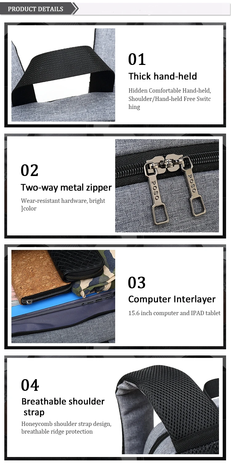 Многофункциональная школьная сумка с USB зарядкой, деловая Повседневная дорожная сумка, водонепроницаемый рюкзак для ноутбука 15,6 дюймов, мужской рюкзак