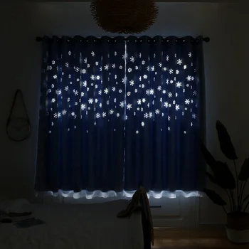 

Curtain Room Garland Window Shading Hollowed Out Blackout Drapes for Children Baby Living Room Princess Home Textile Pastoral