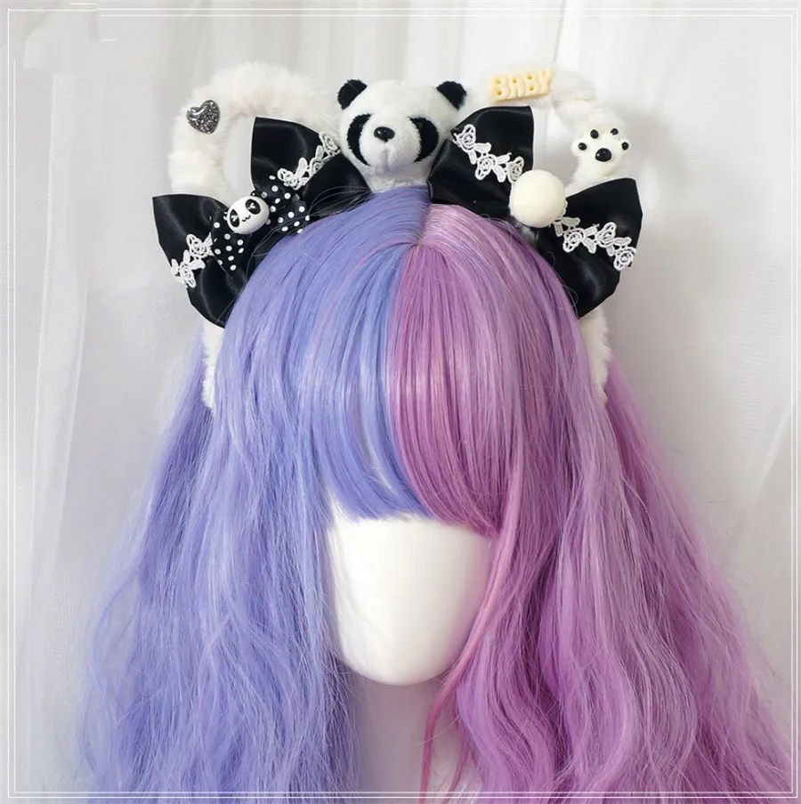 Ручная работа плюшевая панда KC черно-белая Лолита повязка для волос аксессуары