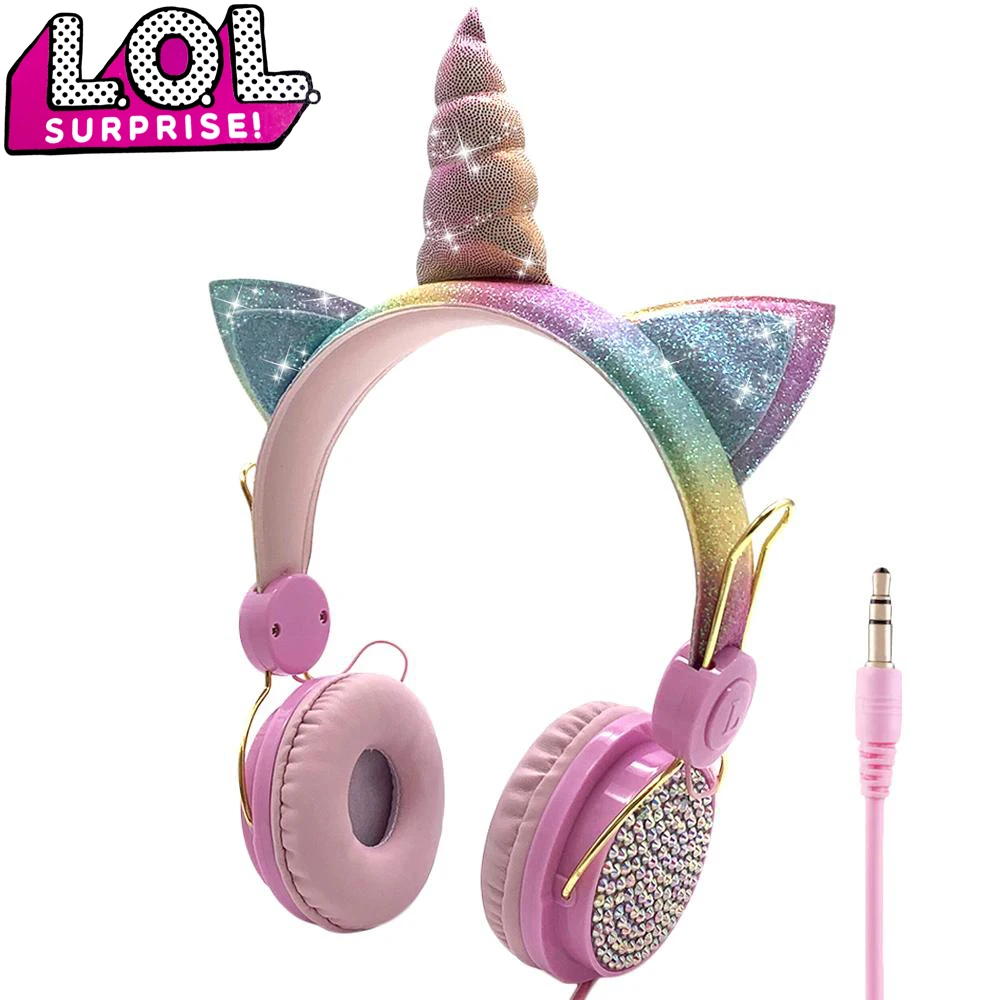 LOL dolls auriculares surprise con cable de unicornio para niños, con micrófono, música, estéreo, para ordenador, teléfono móvil|Muñecas| - AliExpress