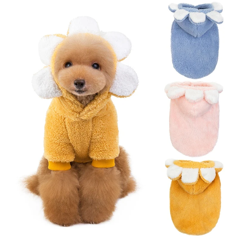 Милая одежда для домашних животных; осенне-зимний утепленный костюм для щенка; теплые пальто с подсолнухами; куртки для маленьких и средних собак