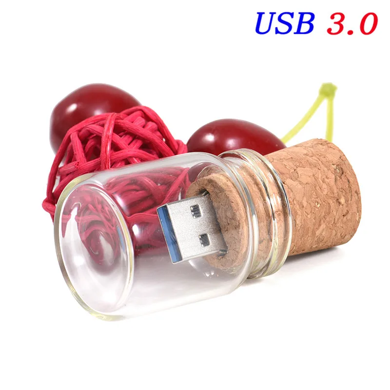 JASTER Лидер продаж USB 3,0 стекло Дрифт бутылка пробки USB 4 ГБ 8 ГБ 16 ГБ 32 ГБ 64 ГБ держатель ручки Свадебные памятные U диск - Цвет: USB