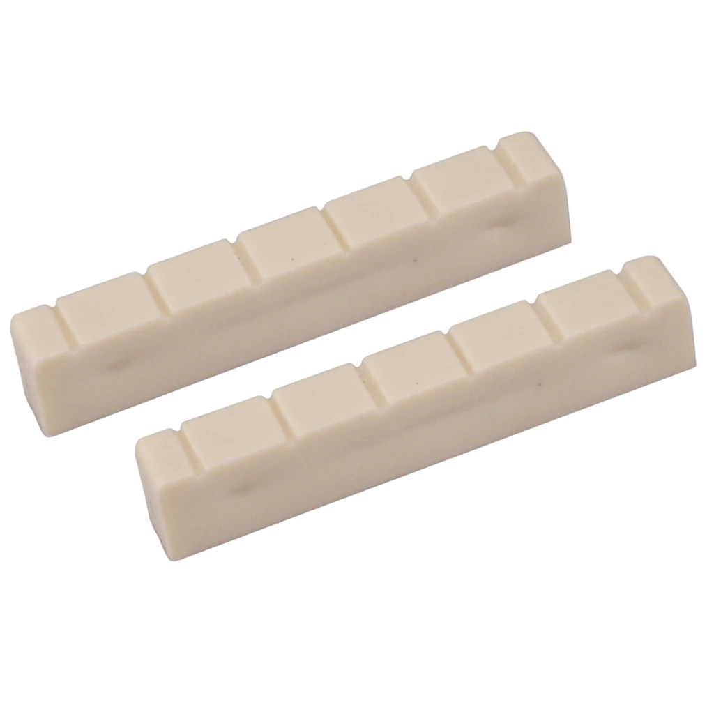 2 Pieces Plastic Guitar 6 String Slotted Bone Nut For Classical Guitar 48mm