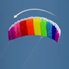 Professional 1.4/2/2.7m Dual Line Parafoil Kite With Control Bar Line Power Braid Sailing Kitesurf Rainbow Sports Beach 5