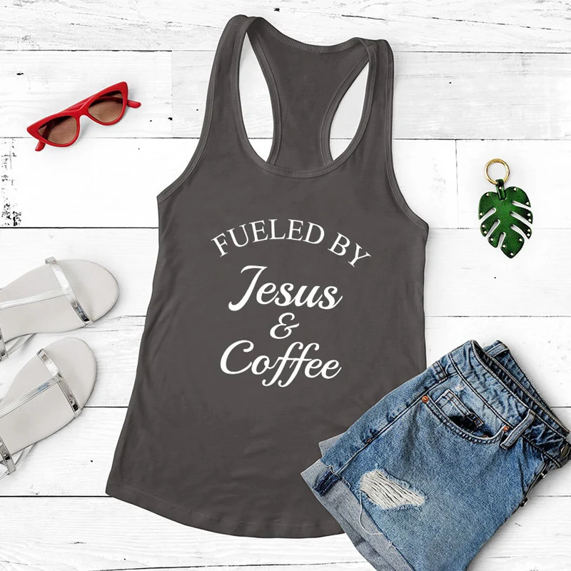 Жилет Fueled от Jesus& coffee майка женская религиозная Мотивационная христианская майка Стильная летняя спортивная футболка для тренировок