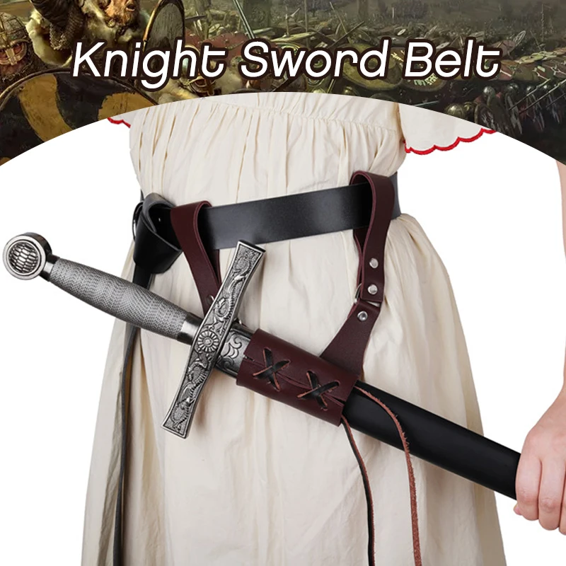 

Medieval Sword Belt Waist Sheath Scabbard Holder Adult Men Larp Knight Battle Weapon Costume Rapier Ring Belt Strap Holster