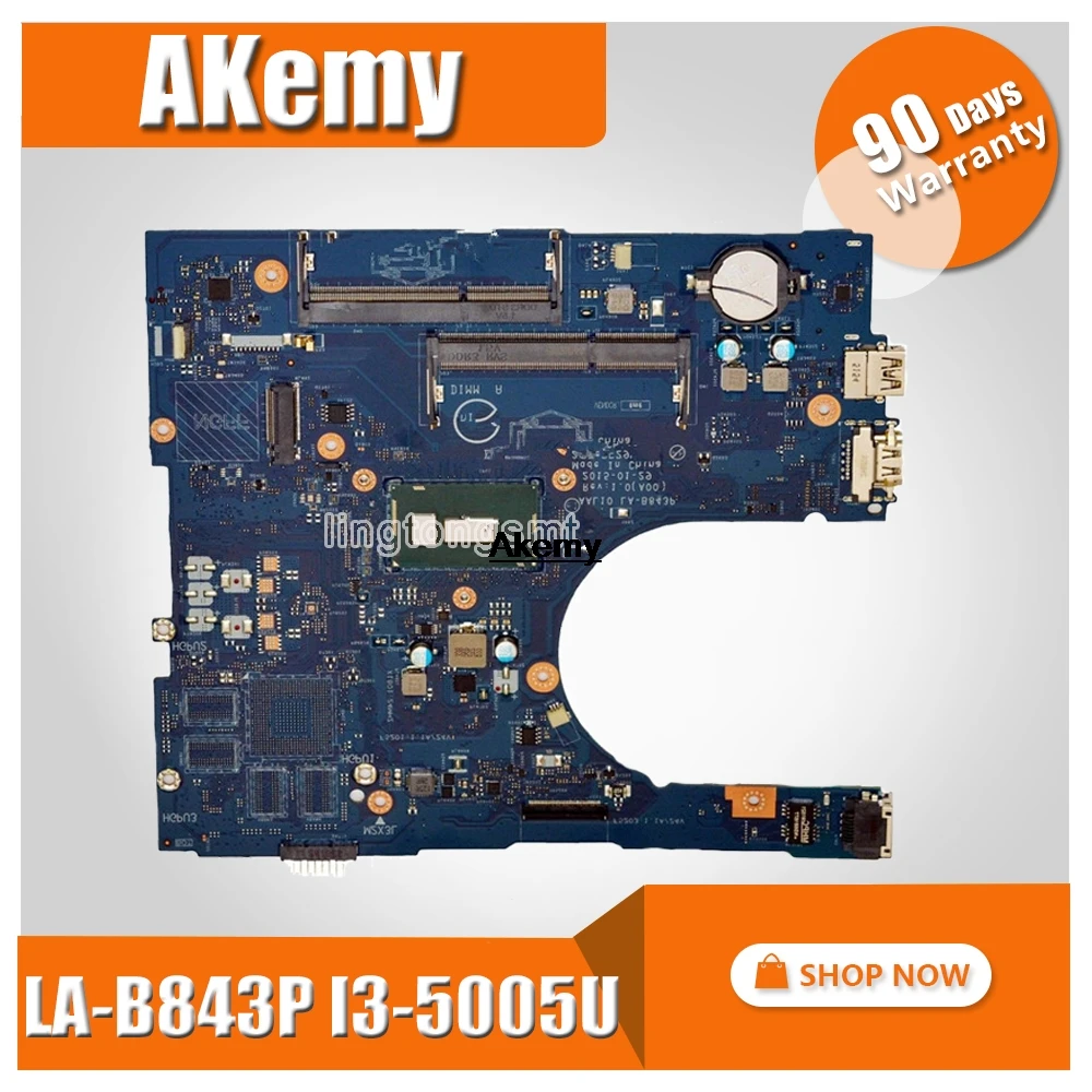 

For Dell Inspiron 15 5458 5558 5758 laptop Motherboard AAL10 LA-B843P I3-5005U SR27G mainboard