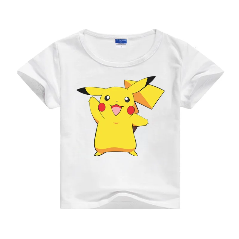 Pokemon patterned white children's T-shirt top casual cotton printed short-sleeved children's clothing Pokemon patterned white children's T-shirt top casual cotton printed short-sleeved children's clothing