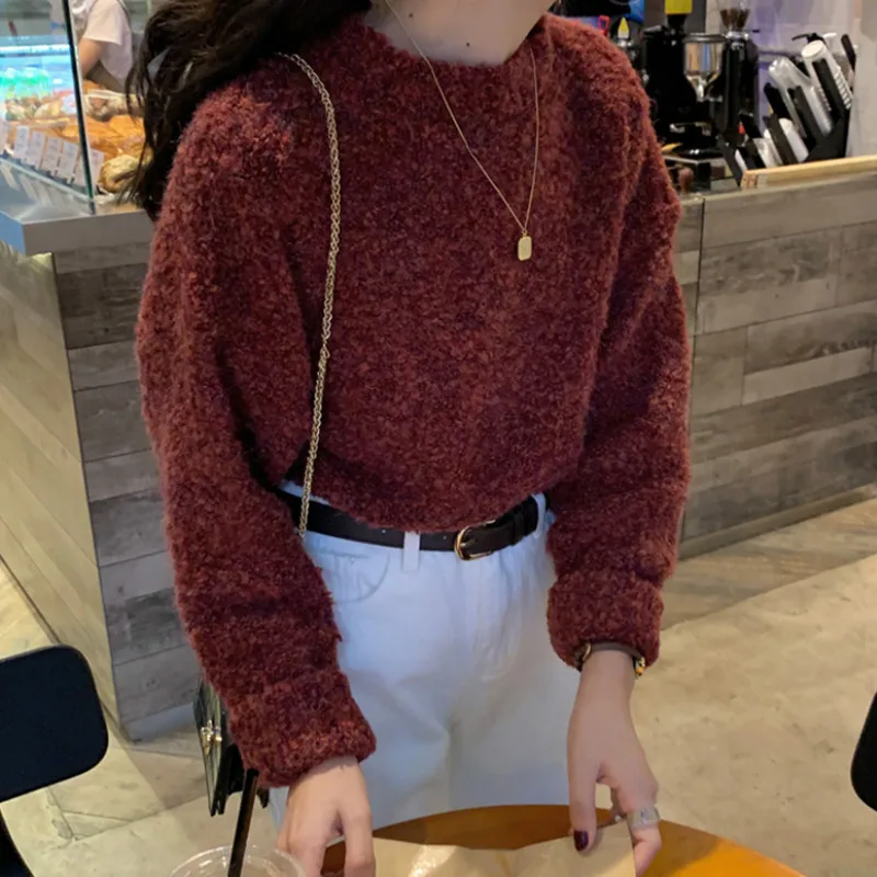 Neploe Chic Crazy Style Loose Warm Knit Sweater Winter Cloth O Neck Pullover Long Sleeve Pull Femme Solid Sueter Mujer Inverno