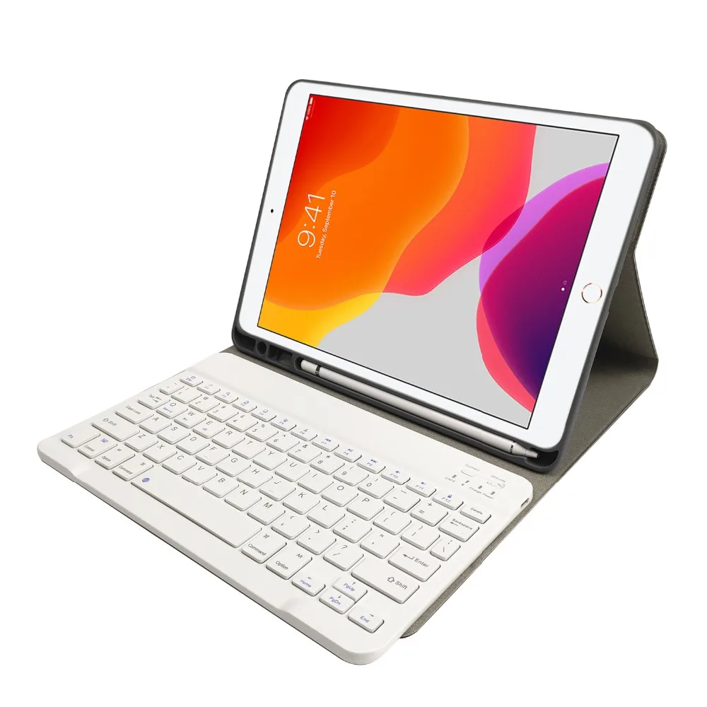 Для iPad 7го поколения A2200 A2198 A2232 10,2 дюймов чехол из искусственной кожи чехол с карандашом и беспроводной Bluetooth клавиатура + пленка