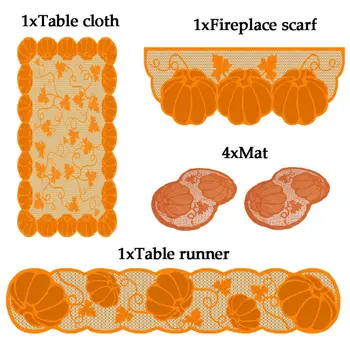 

Halloween Table Cloth Pumpkin Lace Fireplace Cloth Maple Leaf Orange Tablecloth Obrus Swiateczny Fall Thanksgiving Table Cover