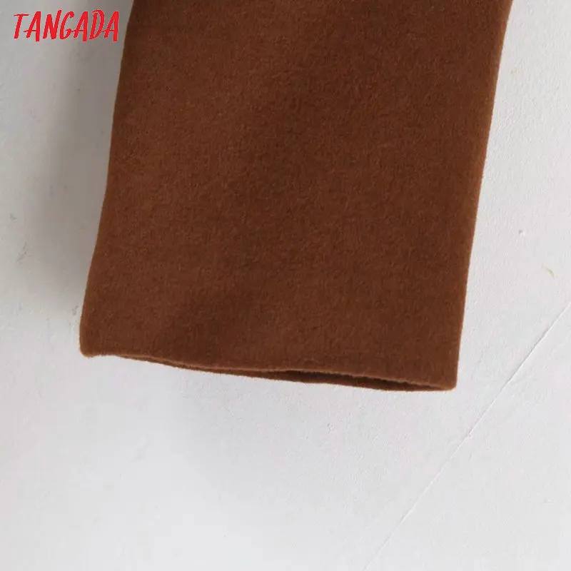 Tangada, женские плотные пальто, куртка с длинным рукавом, карман, для офиса, для девушек, элегантное, осень, зима, пальто 3Z78