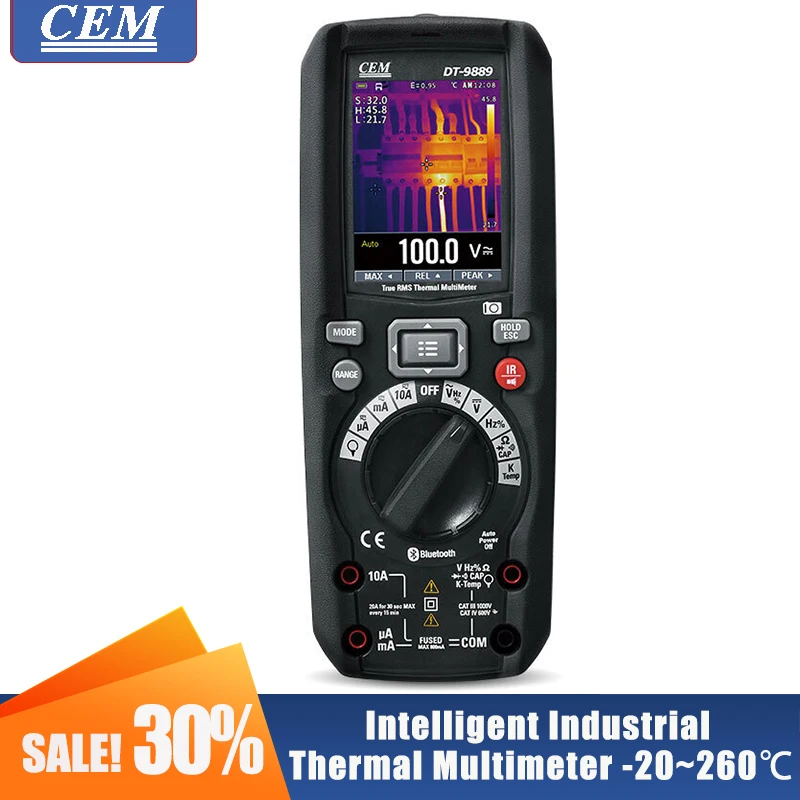 Imager térmico infravermelho industrial profesional do multímetro digital com verificador true do cem DT-9889 do rms de bluetooth dois-em-um