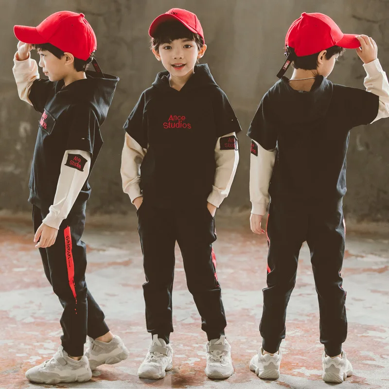 

BOY'S 2019 New Style Spring Clothing Big Boy Hoodie Children Two-Piece Casual Sports Childrenswear Spring Campus Clothing
