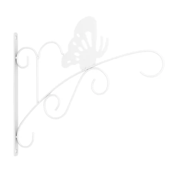

With Screws Patio Balcony Hanging Plant Bracket Wall Hook Garden Lanterns For Flower Pots Iron Butterfly Shape Bird Feeder