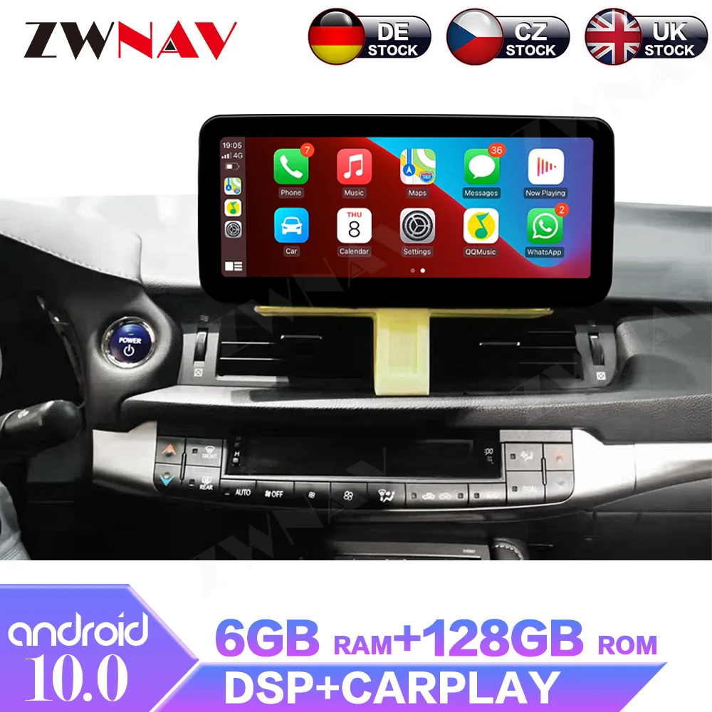 Автомобильный GPS-навигатор Android 10 8 ядер 6 + 128 ГБ IPS экран CD DVD-плеер для Lexus CT200 CT200H CT