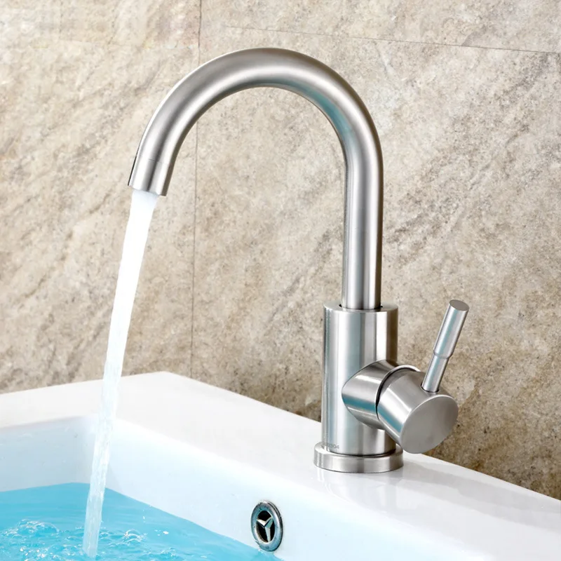 

Stainless Steel Wash Basin Faucet Hot And Cold Toilet Single Bore Inter-platform Basin Wash Basin Hot And Cold Faucet