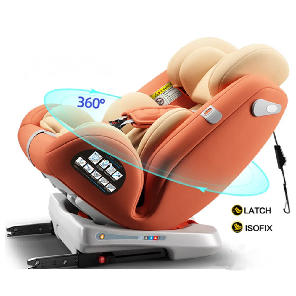 Carmind детское безопасное сиденье автомобиля с 0-12 лет ребенок автомобиль 360 градусов вращения 3-4 сиденья ISOFIX и защелка - Цвет: orange