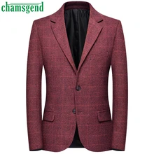 Chamsgend деловой пиджак с карманами для мужчин модный клетчатый принт пальто для мужчин s формальный прилегающий блейзер с длинными рукавами мужской свадебный Топ
