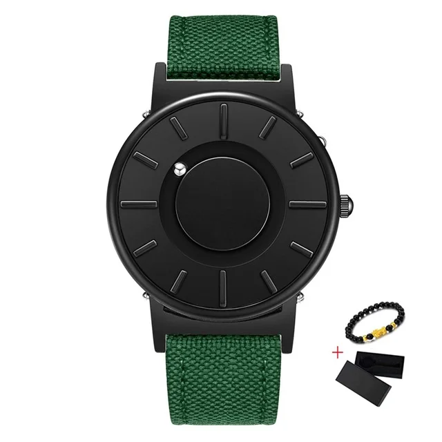Новые магнитные мужские часы eutour, кварцевые мужские и женские часы, модные повседневные наручные часы с ремешками erkek kol saati - Color: 1Black Green Nylon