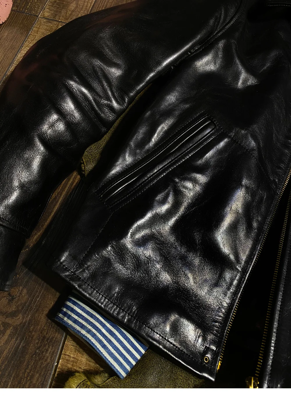 Free shipping.Classic 1930 motor biker leather coat.quality tea core horsehide jacket.black heavy men leather clothes. sheepskin trench coat