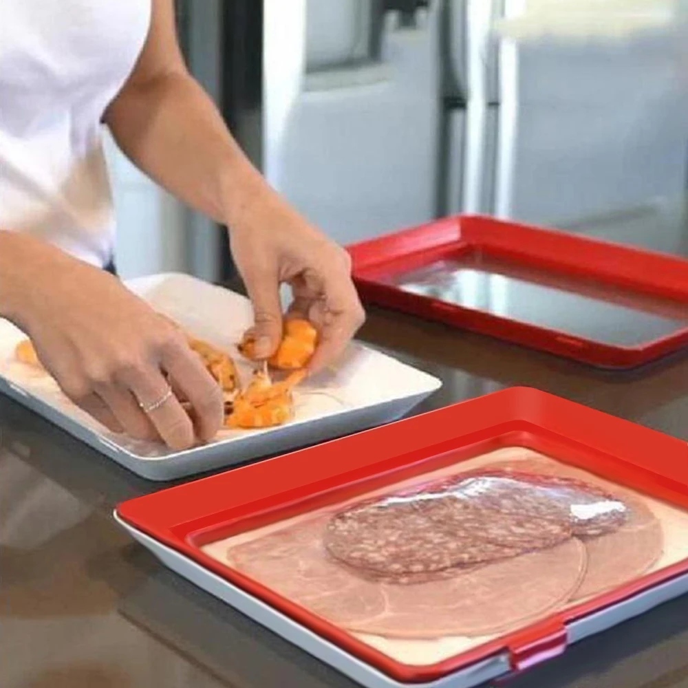 

Creative Food Preservation Tray Stackable Kitchen Food Storage Container Plastic Food Preservation Tray Fresh Storage Cover