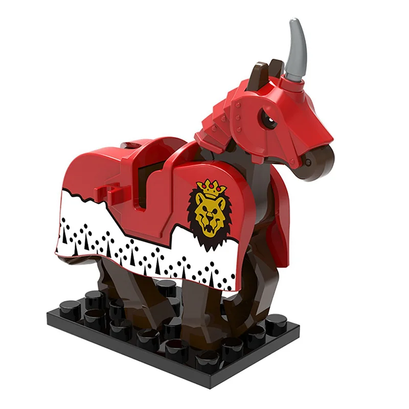 Single Medieval Knights War Armored Horse Wild Animal Figure Horse Building Blocks MOC Accessories Sets Model Kits Bricks Toys (7)