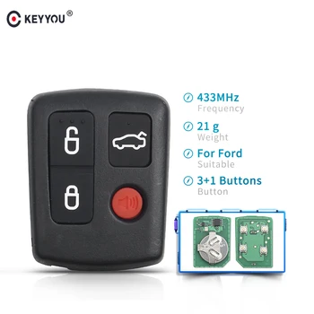 

KEYYOU For Ford BA BF Falcon Sedan Wagon Remote Control Key 3+1/4 Buttons Keypad Keyless Replacement Car Key 433MHZ