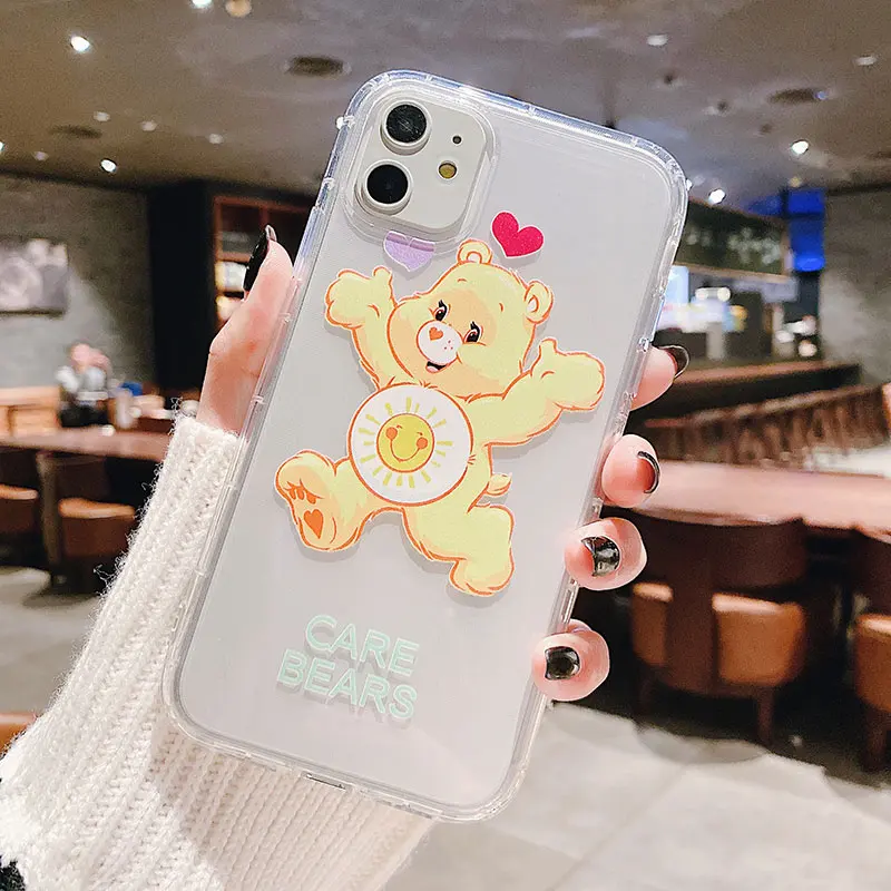 Милый цветной чехол для телефона с медведем для iPhone 11Pro Max 6 6s 7 8 Plus X Xs Max Xr 11 Pro высококачественный мягкий прозрачный чехол Fundas Capa - Цвет: 2