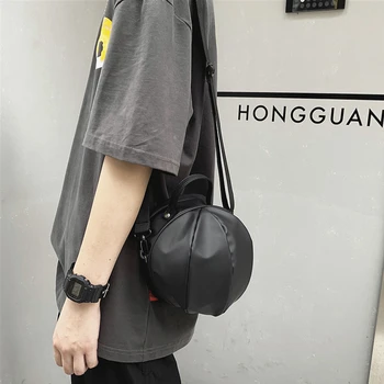 

Men's Small Shoulder Bag Messenger Bag Mini Casual Fashion Brand Boys Round Hat Design Nylon Cloth Personalized Sports Bag